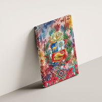 Peru National Emblem Marinera Canvas Wall Art Watercolor Splash Inca Pattern