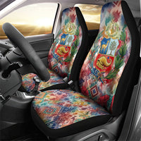 Peru National Emblem Marinera Car Seat Cover Watercolor Splash Inca Pattern