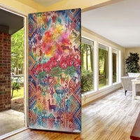Peru National Emblem Marinera Door Cover Watercolor Splash Inca Pattern