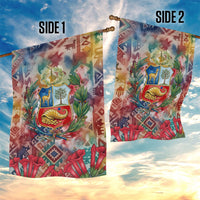 Peru National Emblem Marinera Garden Flag Watercolor Splash Inca Pattern