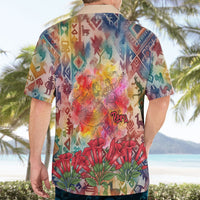 Peru National Emblem Marinera Hawaiian Shirt Watercolor Splash Inca Pattern