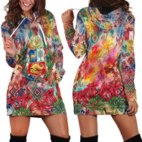Peru National Emblem Marinera Hoodie Dress Watercolor Splash Inca Pattern