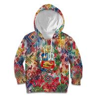 Peru National Emblem Marinera Kid Hoodie Watercolor Splash Inca Pattern