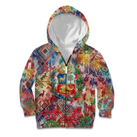 Peru National Emblem Marinera Kid Hoodie Watercolor Splash Inca Pattern