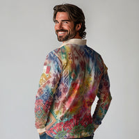 Peru National Emblem Marinera Long Sleeve Polo Shirt Watercolor Splash Inca Pattern