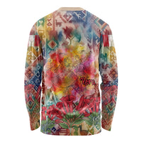 Peru National Emblem Marinera Long Sleeve Shirt Watercolor Splash Inca Pattern