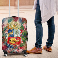 Peru National Emblem Marinera Luggage Cover Watercolor Splash Inca Pattern