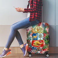 Peru National Emblem Marinera Luggage Cover Watercolor Splash Inca Pattern