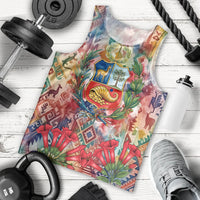 Peru National Emblem Marinera Men Tank Top Watercolor Splash Inca Pattern