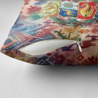 Peru National Emblem Marinera Pillow Cover Watercolor Splash Inca Pattern