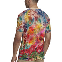 Peru National Emblem Marinera Rugby Jersey Watercolor Splash Inca Pattern