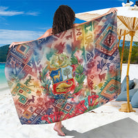 Peru National Emblem Marinera Sarong Watercolor Splash Inca Pattern