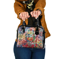 Peru National Emblem Marinera Shoulder Handbag Watercolor Splash Inca Pattern