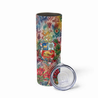 Peru National Emblem Marinera Skinny Tumbler Watercolor Splash Inca Pattern