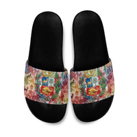 Peru National Emblem Marinera Slide Sandals Watercolor Splash Inca Pattern