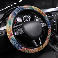 Peru National Emblem Marinera Steering Wheel Cover Watercolor Splash Inca Pattern