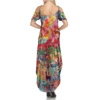 Peru National Emblem Marinera Summer Maxi Dress Watercolor Splash Inca Pattern