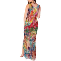 Peru National Emblem Marinera Tank Maxi Dress Watercolor Splash Inca Pattern