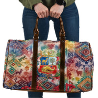 Peru National Emblem Marinera Travel Bag Watercolor Splash Inca Pattern