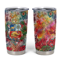 Peru National Emblem Marinera Tumbler Cup Watercolor Splash Inca Pattern