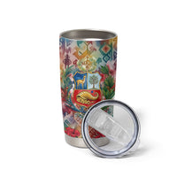 Peru National Emblem Marinera Tumbler Cup Watercolor Splash Inca Pattern