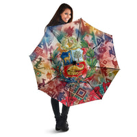 Peru National Emblem Marinera Umbrella Watercolor Splash Inca Pattern