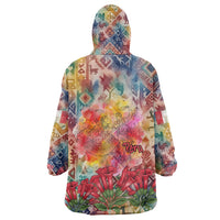 Peru National Emblem Marinera Wearable Blanket Hoodie Watercolor Splash Inca Pattern