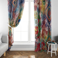 Peru National Emblem Marinera Window Curtain Watercolor Splash Inca Pattern