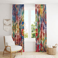 Peru National Emblem Marinera Window Curtain Watercolor Splash Inca Pattern