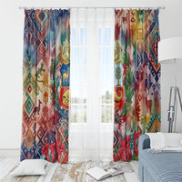 Peru National Emblem Marinera Window Curtain Watercolor Splash Inca Pattern