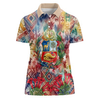 Peru National Emblem Marinera Women Polo Shirt Watercolor Splash Inca Pattern