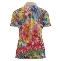 Peru National Emblem Marinera Women Polo Shirt Watercolor Splash Inca Pattern