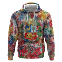 Peru National Emblem Marinera Zip Hoodie Watercolor Splash Inca Pattern