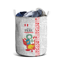 Peru Independence Day Laundry Basket Peruvian Flag Coat of Arms Inca Pattern