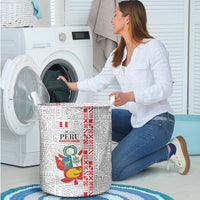 Peru Independence Day Laundry Basket Peruvian Flag Coat of Arms Inca Pattern