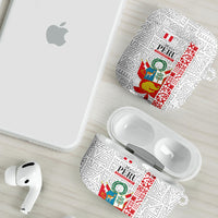 Peru Independence Day AirPods Case Peruvian Flag Coat of Arms Inca Pattern