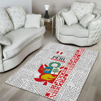 Peru Independence Day Area Rug Peruvian Flag Coat of Arms Inca Pattern
