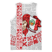 Peru Independence Day Basketball Jersey Peruvian Flag Coat of Arms Inca Pattern