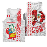 Peru Independence Day Basketball Jersey Peruvian Flag Coat of Arms Inca Pattern
