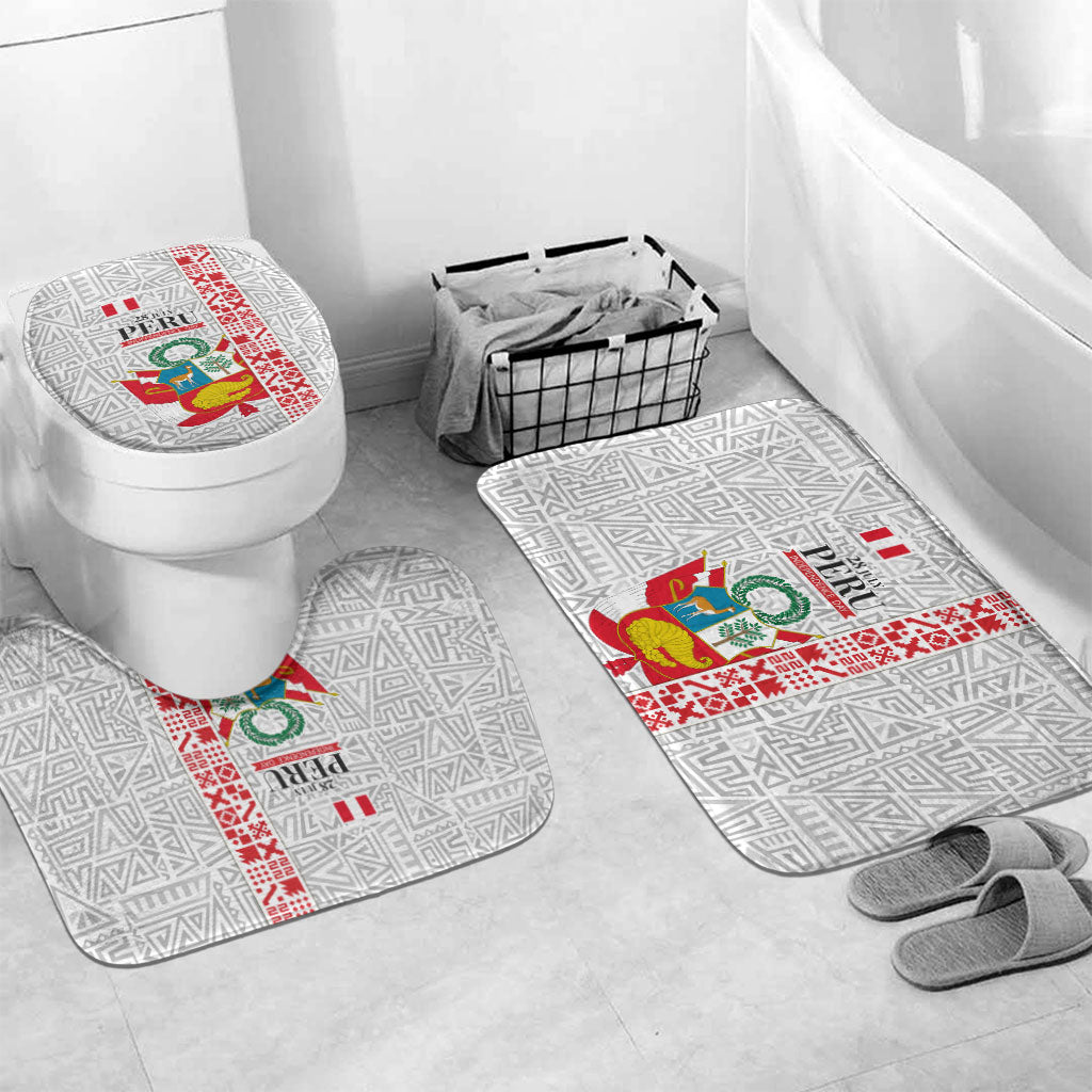 Peru Independence Day Bathroom Set Peruvian Flag Coat of Arms Inca Pattern