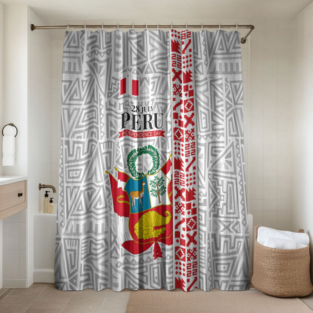 Peru Independence Day Bathroom Set Peruvian Flag Coat of Arms Inca Pattern
