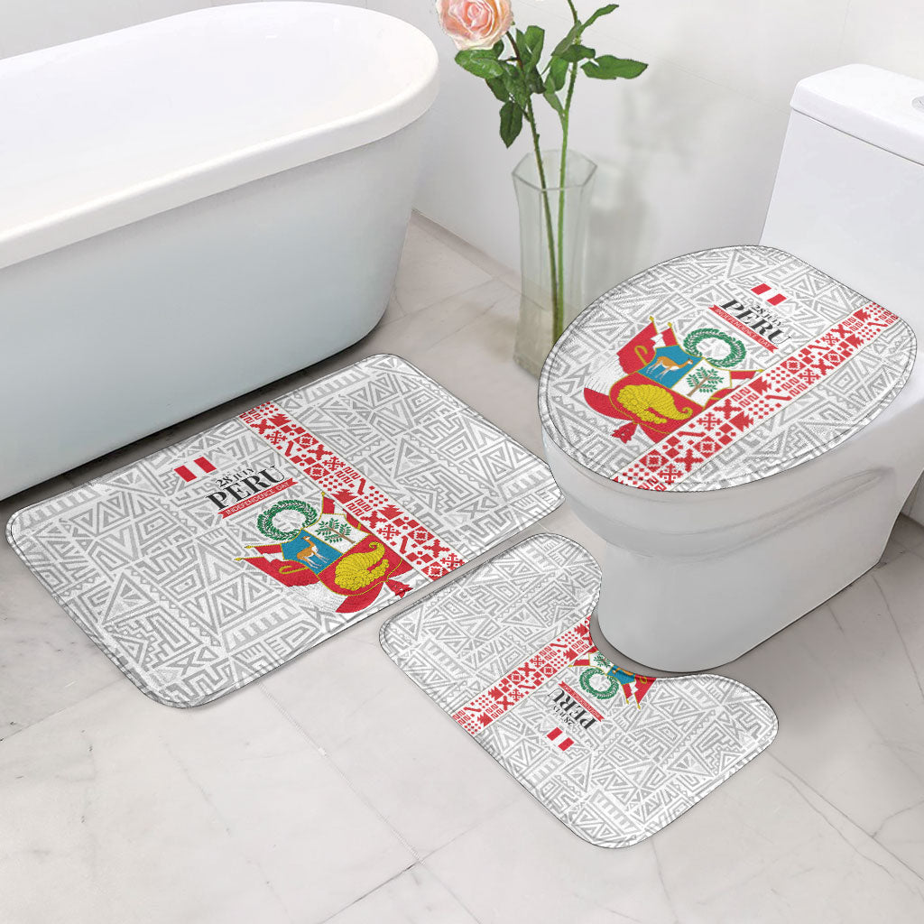 Peru Independence Day Bathroom Set Peruvian Flag Coat of Arms Inca Pattern