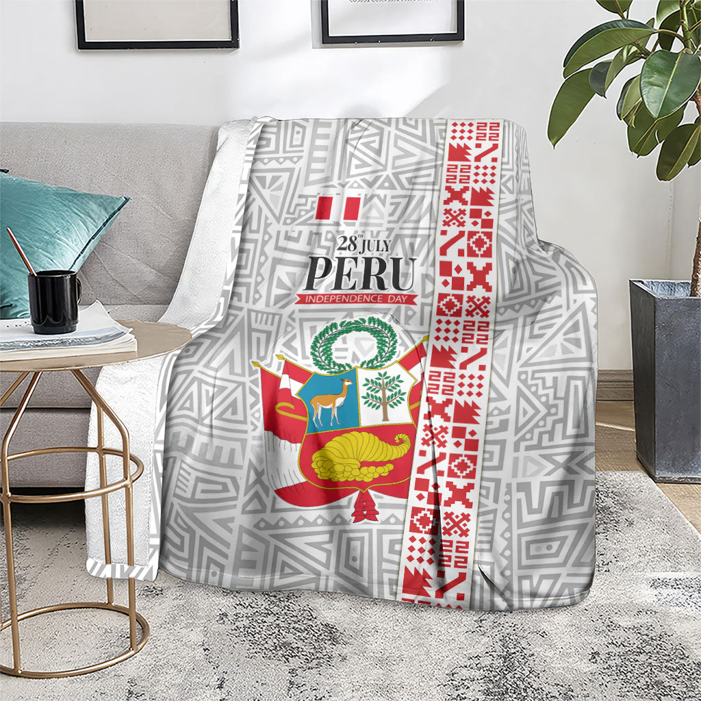Peru Independence Day Blanket Peruvian Flag Coat of Arms Inca Pattern