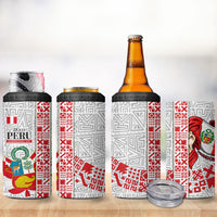 Peru Independence Day 4 in 1 Can Cooler Tumbler Peruvian Flag Coat of Arms Inca Pattern