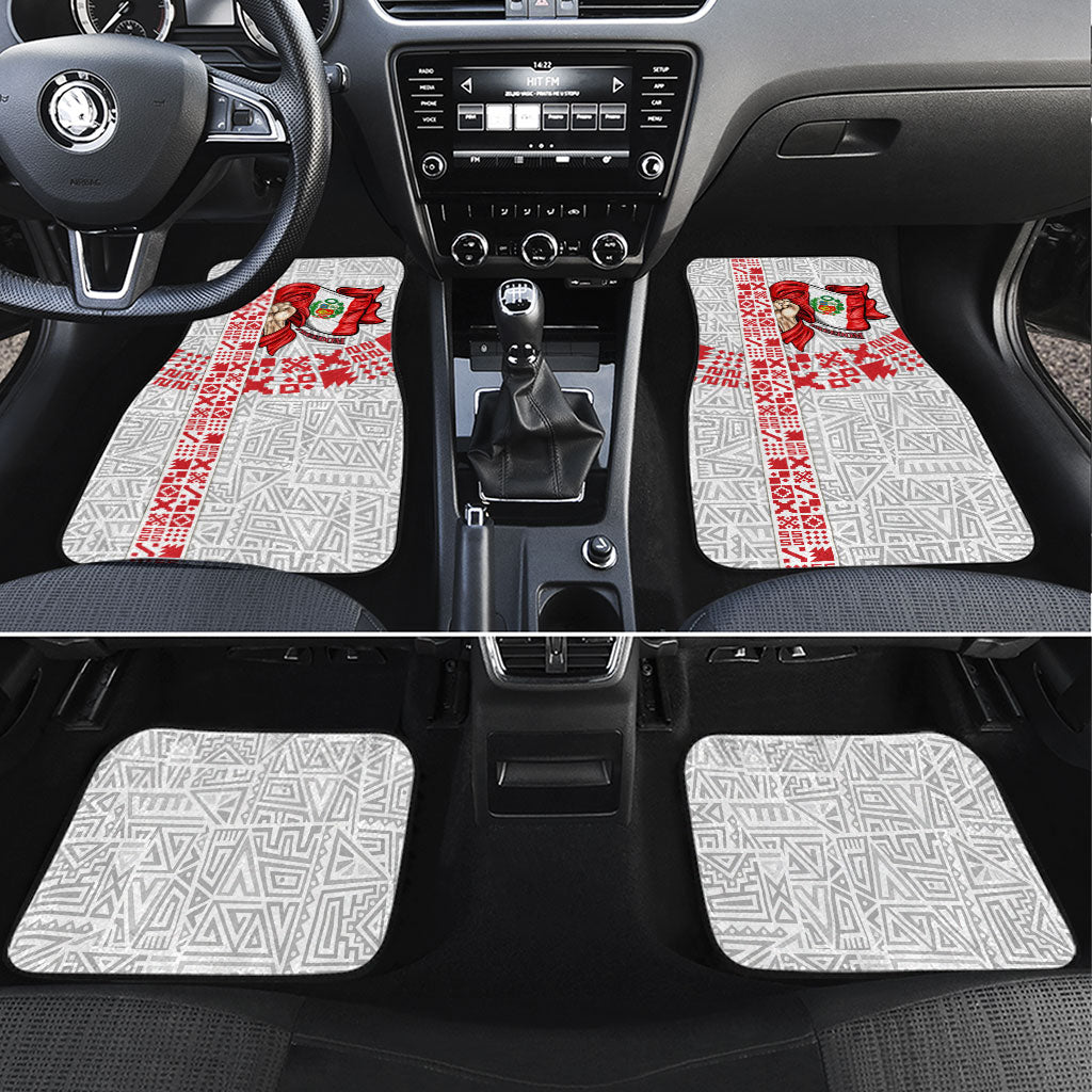 Peru Independence Day Car Mats Peruvian Flag Coat of Arms Inca Pattern