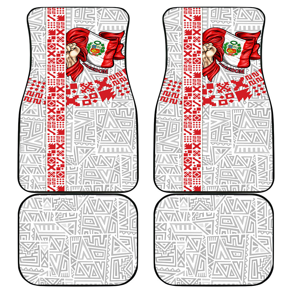 Peru Independence Day Car Mats Peruvian Flag Coat of Arms Inca Pattern