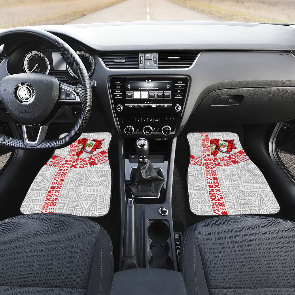 Peru Independence Day Car Mats Peruvian Flag Coat of Arms Inca Pattern