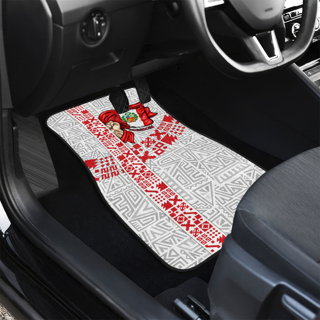 Peru Independence Day Car Mats Peruvian Flag Coat of Arms Inca Pattern