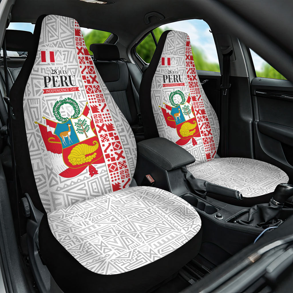 Peru Independence Day Car Seat Cover Peruvian Flag Coat of Arms Inca Pattern