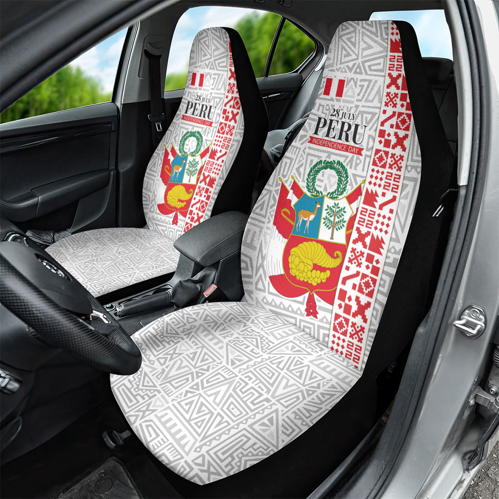 Peru Independence Day Car Seat Cover Peruvian Flag Coat of Arms Inca Pattern